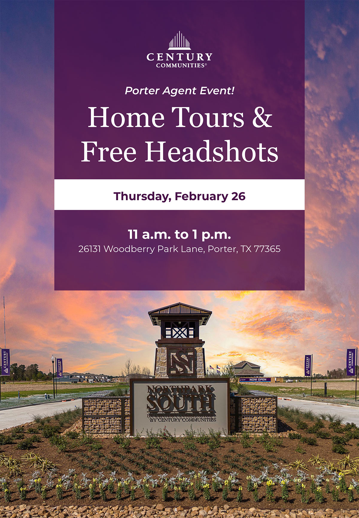 Porter Agent Event! Home Tours &  Free Headshots  Thursday, February 26 11 a.m. to 1 p.m. 26131 Woodberry Park Lane, Porter, TX 77365